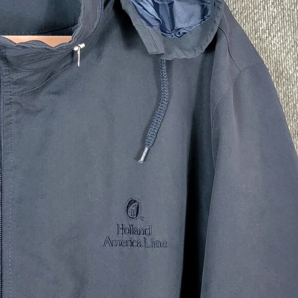 Holland America Line Rain Jacket Womens XXL Blue Hooded Full Zip Hideaway Hood - Picture 3 of 11